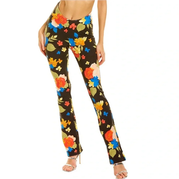 NEW Danielle Bernstein Scoop Front Floral Boho Flare Pant Size 0 - Picture 1 of 8